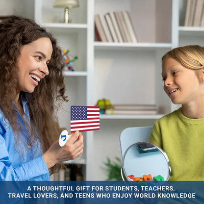 💯🌍245-Piece World Flags Flashcards Set – Fun Geography Learning Game for Kids & Adults with World Map 📚