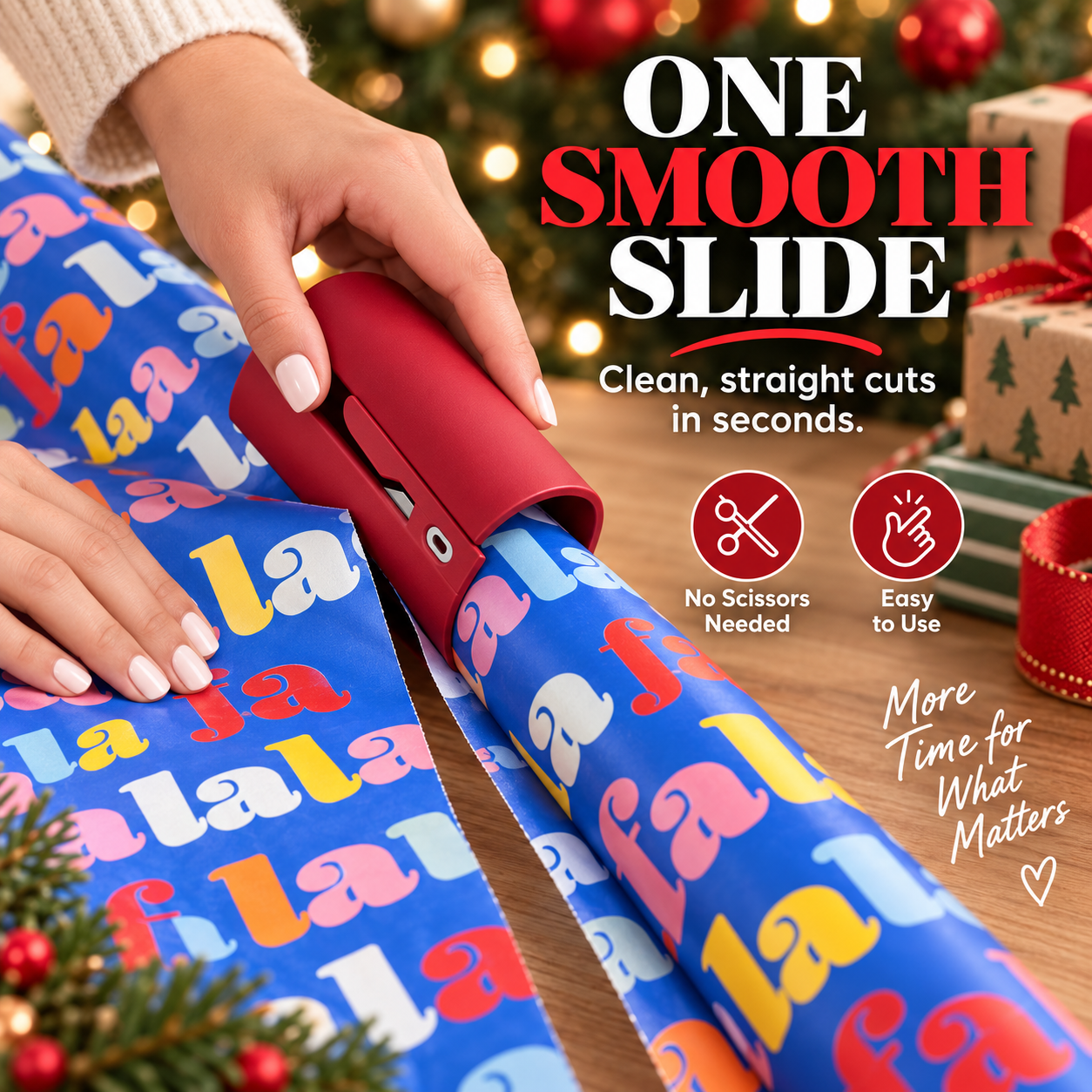 🎁 One-Slide Gift Wrap Cutter – Clean, Straight Wrapping Paper Cuts Without Scissors