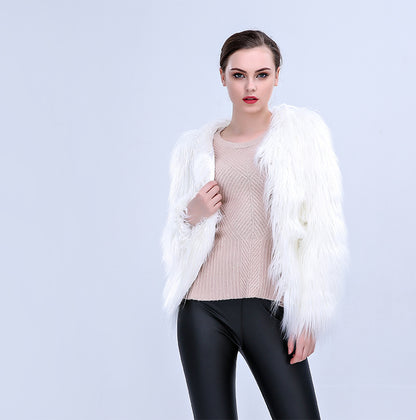 LED Light-Up Faux Fur Jacket – Colorful Glow Festival Coat