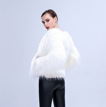 LED Light-Up Faux Fur Jacket – Colorful Glow Festival Coat