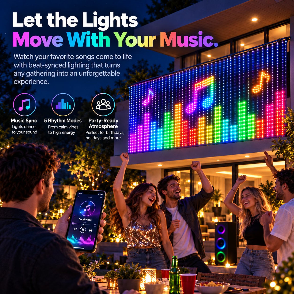 🌈📱Turn Your Balcony Into A Giant LED Light Show! 🎄 Smart Animated Mesh Screen 🎆