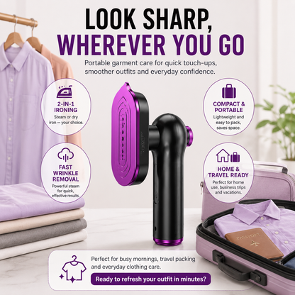 👔2-in-1 Portable Garment Steamer-Refresh Clothes in Minutes