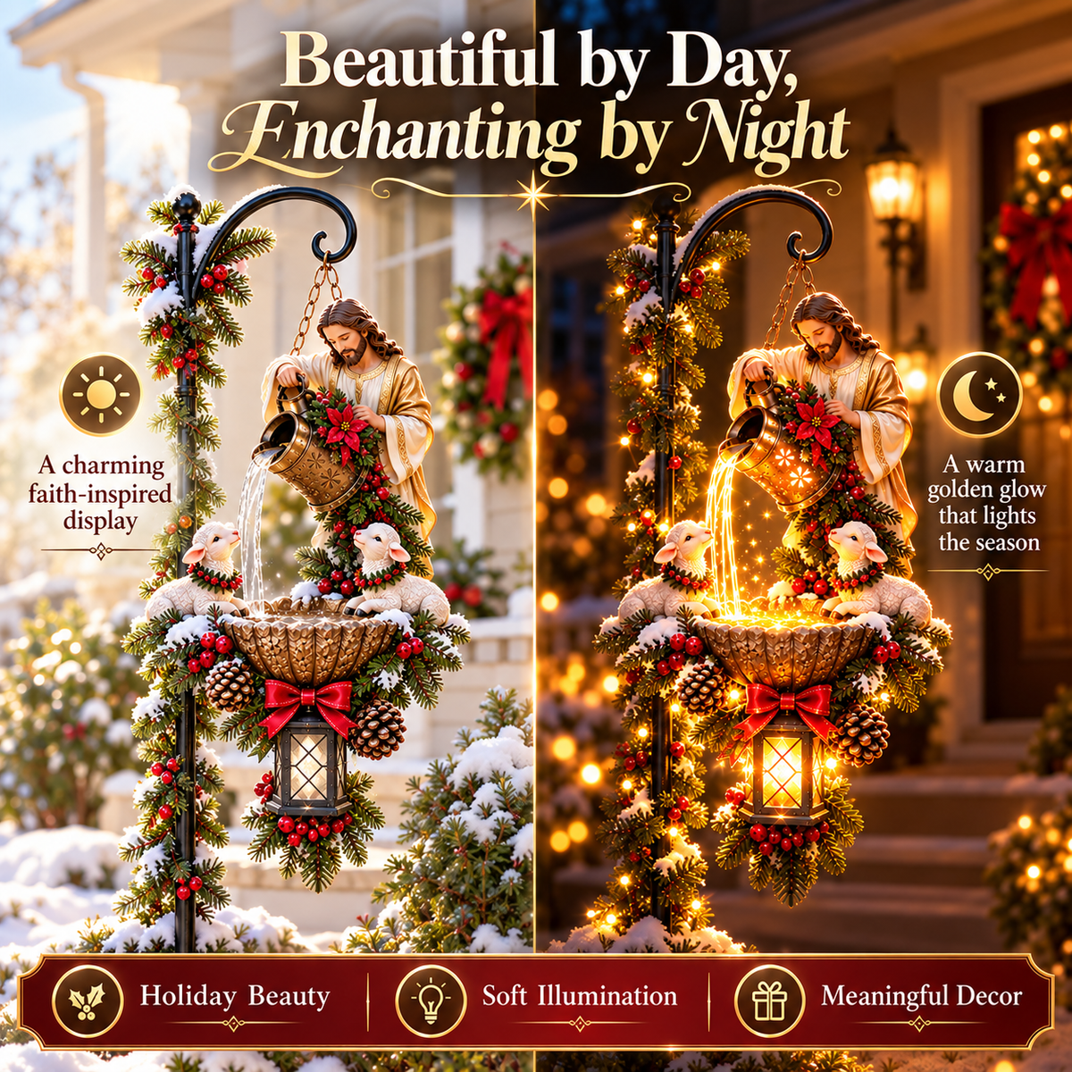 ✝️ Jesus Light-Pour Christmas Hanging Décor – Warm Faith-Inspired Display