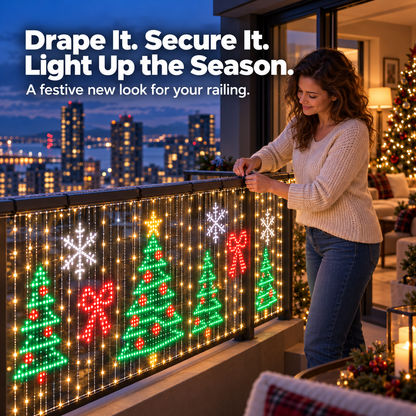 🎄 Turn Your Balcony Into a Christmas Show – Animated LED Pixel Curtain Lights🎅