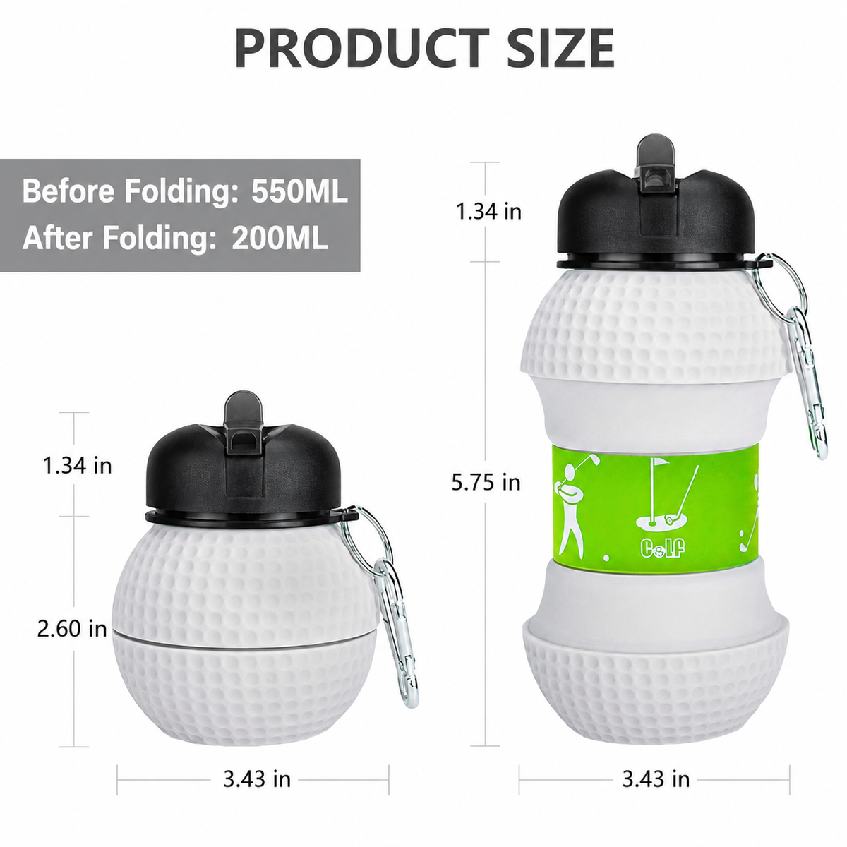 Soccer-themed Silicone Folding Water Bottle