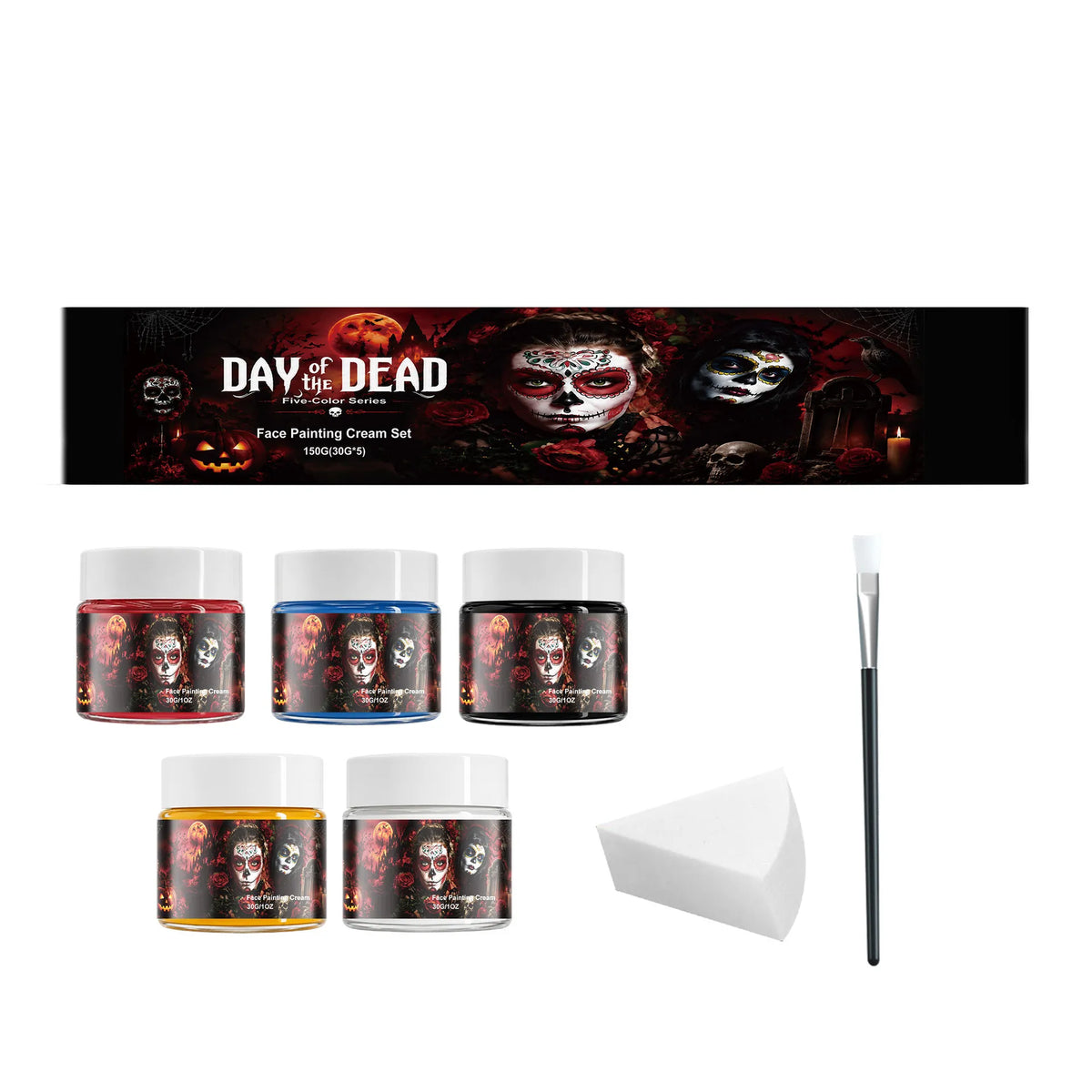 💀5 Colors Halloween Face Paint Cream Set ✨Water Washable Skeleton Makeup Body Paint For Party Stage Cosplay