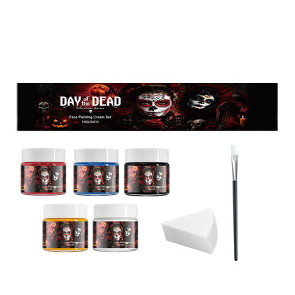 💀5 Colors Halloween Face Paint Cream Set ✨Water Washable Skeleton Makeup Body Paint For Party Stage Cosplay
