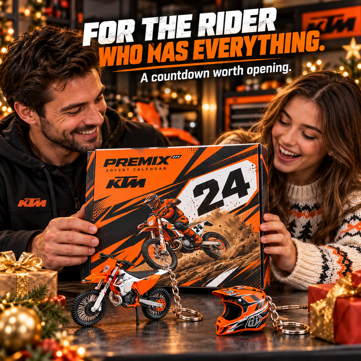 24 Days of Moto – Motocross Advent Calendar with Mini Bike & Helmet Keychains