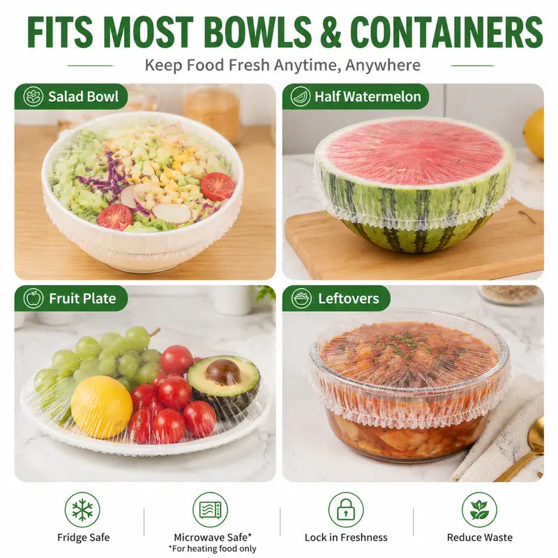 💥Special Offer💥Disposable Elastic Stretch Food Covers 100PCS | Quick Food Storage for Bowls & Plates
