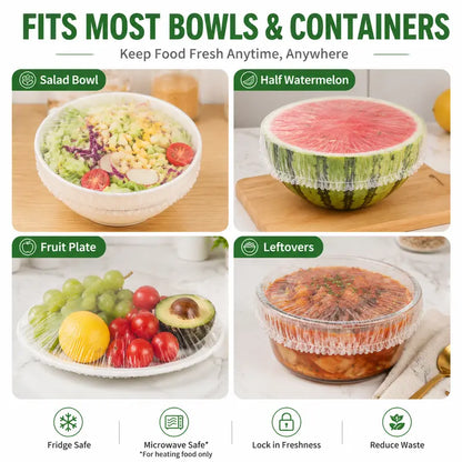 💥Special Offer💥Disposable Elastic Stretch Food Covers 100PCS | Quick Food Storage for Bowls & Plates