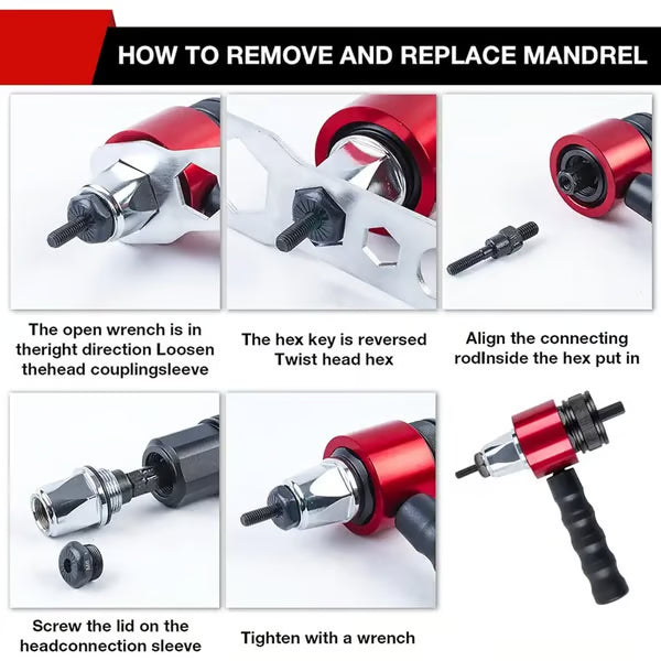 🔥LAST DAY 50% OFF - 🛠️Electric Drill Rivet Nut Gun Adapter Kit (M3-M8)