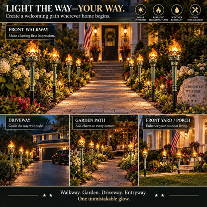 🔥45% OFF🔥Solar Flickering Torch Pathway Lights