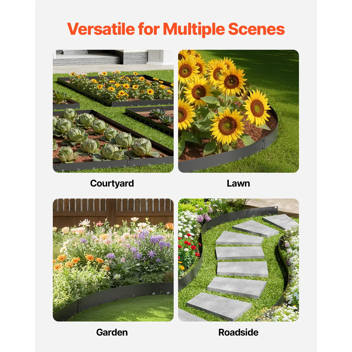Galvanized Steel Garden Edging – 5-Pack, Flexible & Rust-Resistant Landscape Borders