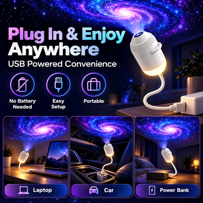 🌙 Galaxy Projector Night Light – 24 HD Slides, USB Powered & 360° Adjustable