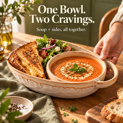 ✨ 2-in-1 Soup & Side Bowl – Cozy Meal Serving Set with Handle🥣
