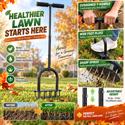 🌱 Manual Lawn Coring Aerator ✅ Carbon Steel Build & Spring Ejection | Healthier Grass Made Easy 🍃