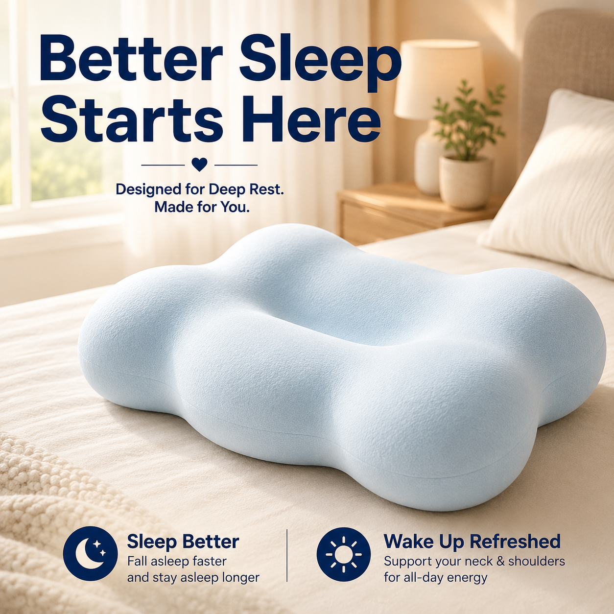 💤Cloud-shaped neck support slow rebound memory foam pillow