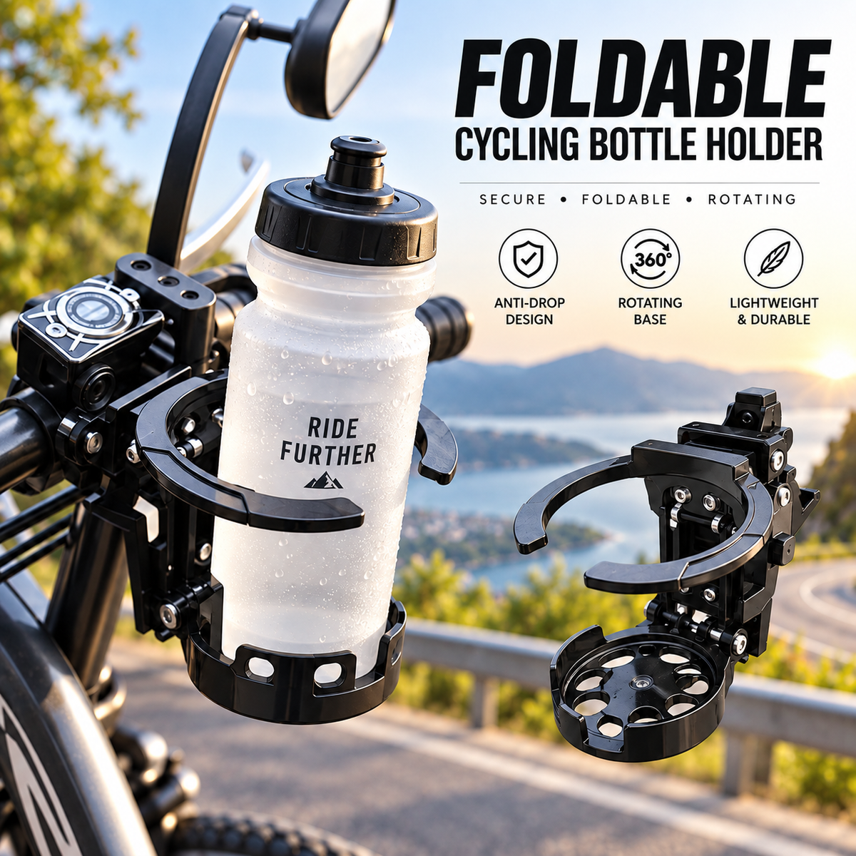 🚲Bike Water Holder, Rotating Bottle Cage