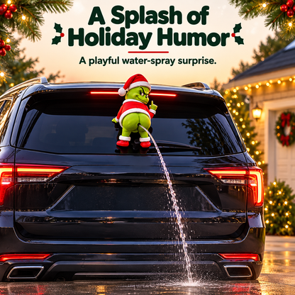 🎅 Funny Grinch Rear Window Car Decor, Water Spray Christmas Grinch Ornament for SUV Rear Windshield, Holiday Prank Car Decoration