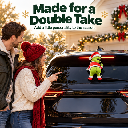🎅 Funny Grinch Rear Window Car Decor, Water Spray Christmas Grinch Ornament for SUV Rear Windshield, Holiday Prank Car Decoration