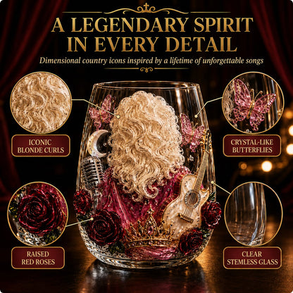 🤠 Queen of Country 1946–2026 3D Glass Collection | 8 Inspired Country Designs with Raised Guitars, Butterflies, Boots, Florals & Vintage Music Details 🎸✨