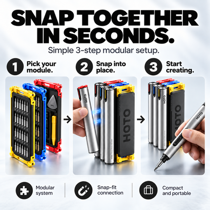 ⚡ 3-in-1 Modular Precision Tool System – Screwdriver, Mini Drill & Rotary Tool Setup