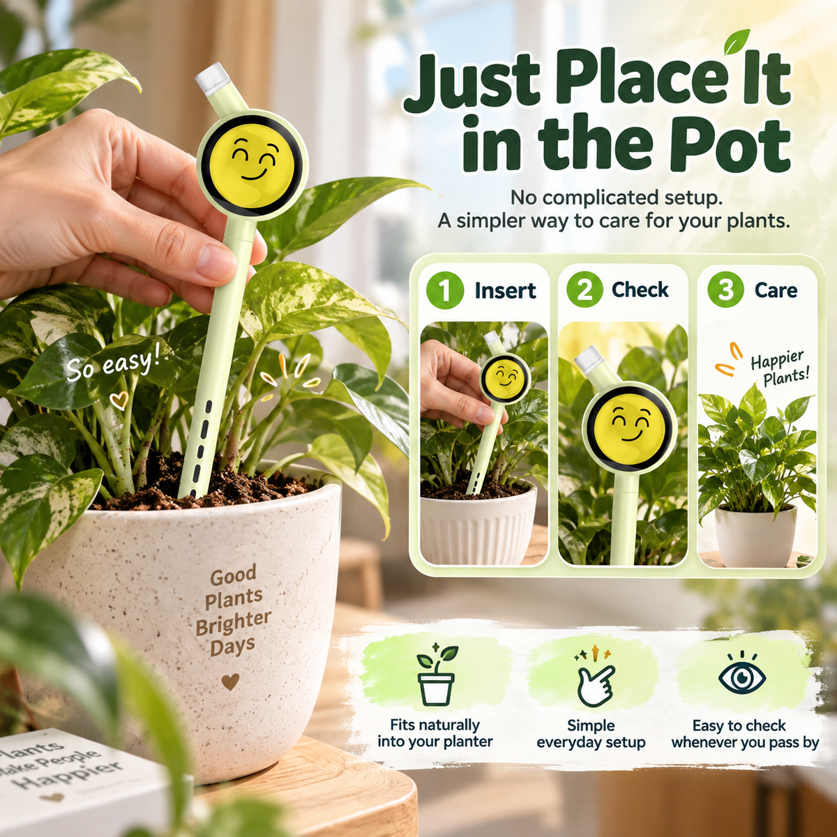 🌱 Smart Plant Care Sensor – 4-in-1 Emoji Plant Monitor