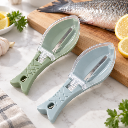 🐟 Mess-Free Fish Scaler with Lid – Catch Scales While You Scrape
