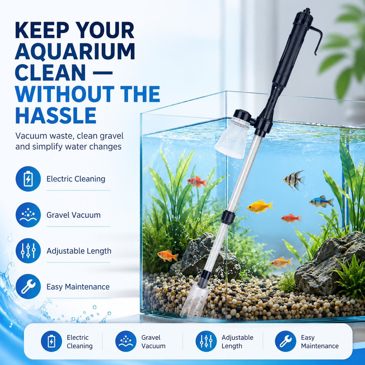 🐠Electric Aquarium Gravel Cleaner-Keep Your Tank Clean With Less Effort