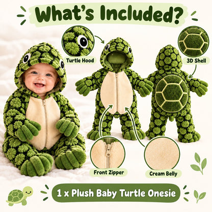 🐢 Little Turtle Baby Onesie – Adorable 3D Shell Hooded Outfit