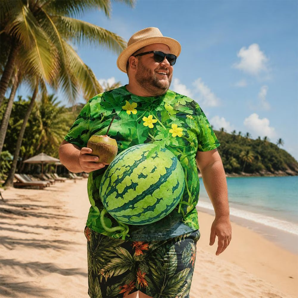 Funny 3D Watermelon Belly T-Shirt – Summer Novelty Graphic Tee