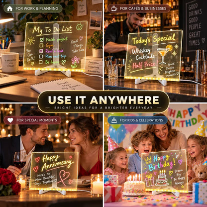 ✨ Reusable Acrylic LED Message Board – Write, Glow & Create