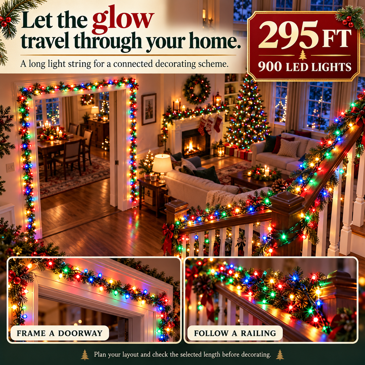 900-LED 295ft Fairy Christmas Light String - 8 Modes, Timer, Remote Contro