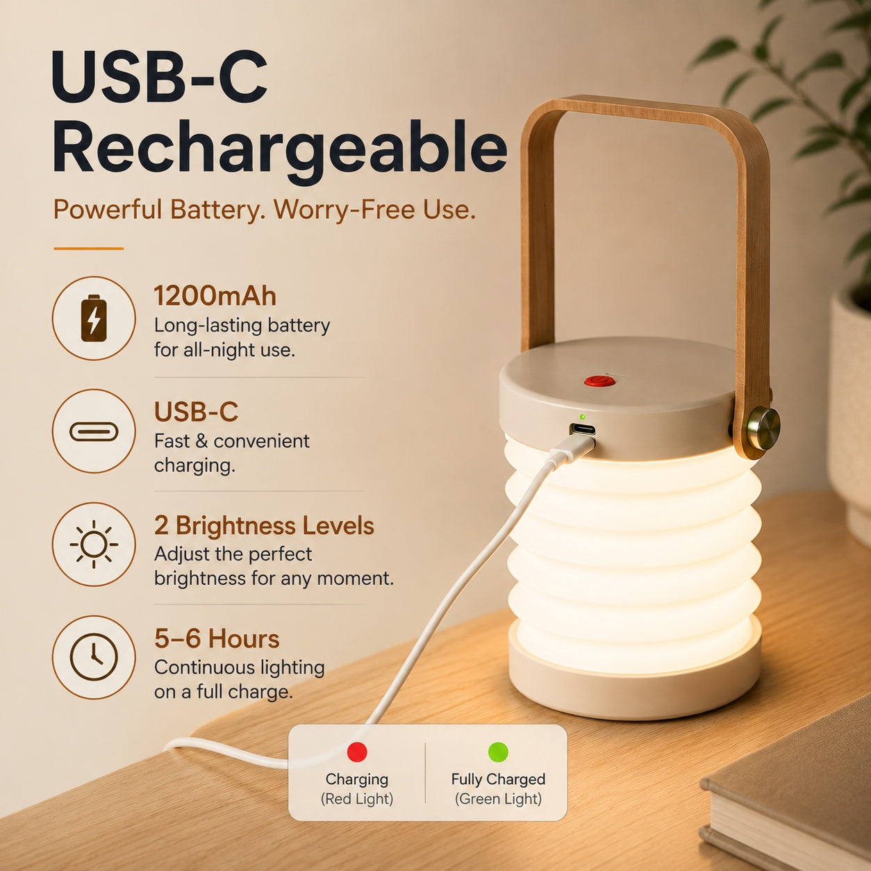 💡4-in-1 Foldable Rechargeable Lantern Lamp – Portable Desk & Night Light
