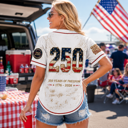 USA 250th Anniversary Baseball Jersey – Patriotic Eagle Button Shirt Plus Size Friendly
