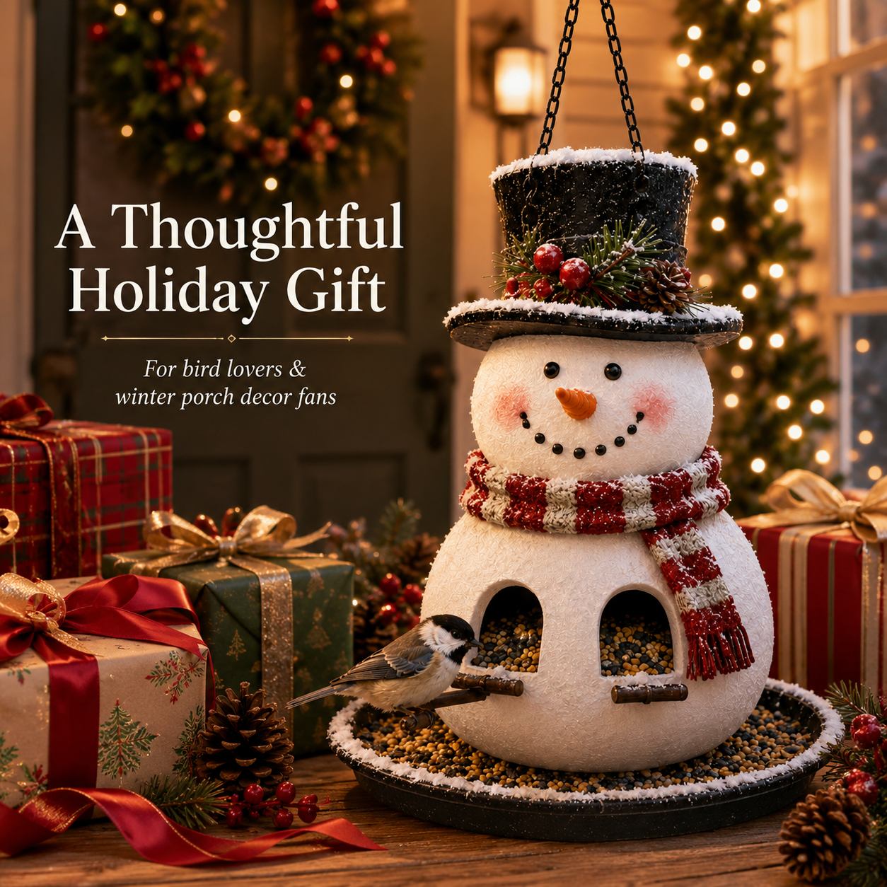 ⛄ Snowman Christmas Bird Feeder – Festive Hanging Feeder for Winter Gardens