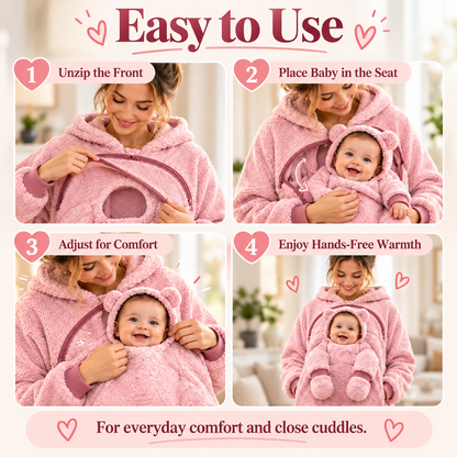 Baby Fleece Hoodie with Built-In Baby Seat – Cozy Babywearing Pullover for Moms & Dads