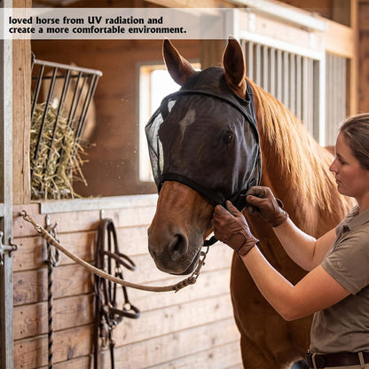 🔥All Round Mesh Horse Fly Mask With UV Protective