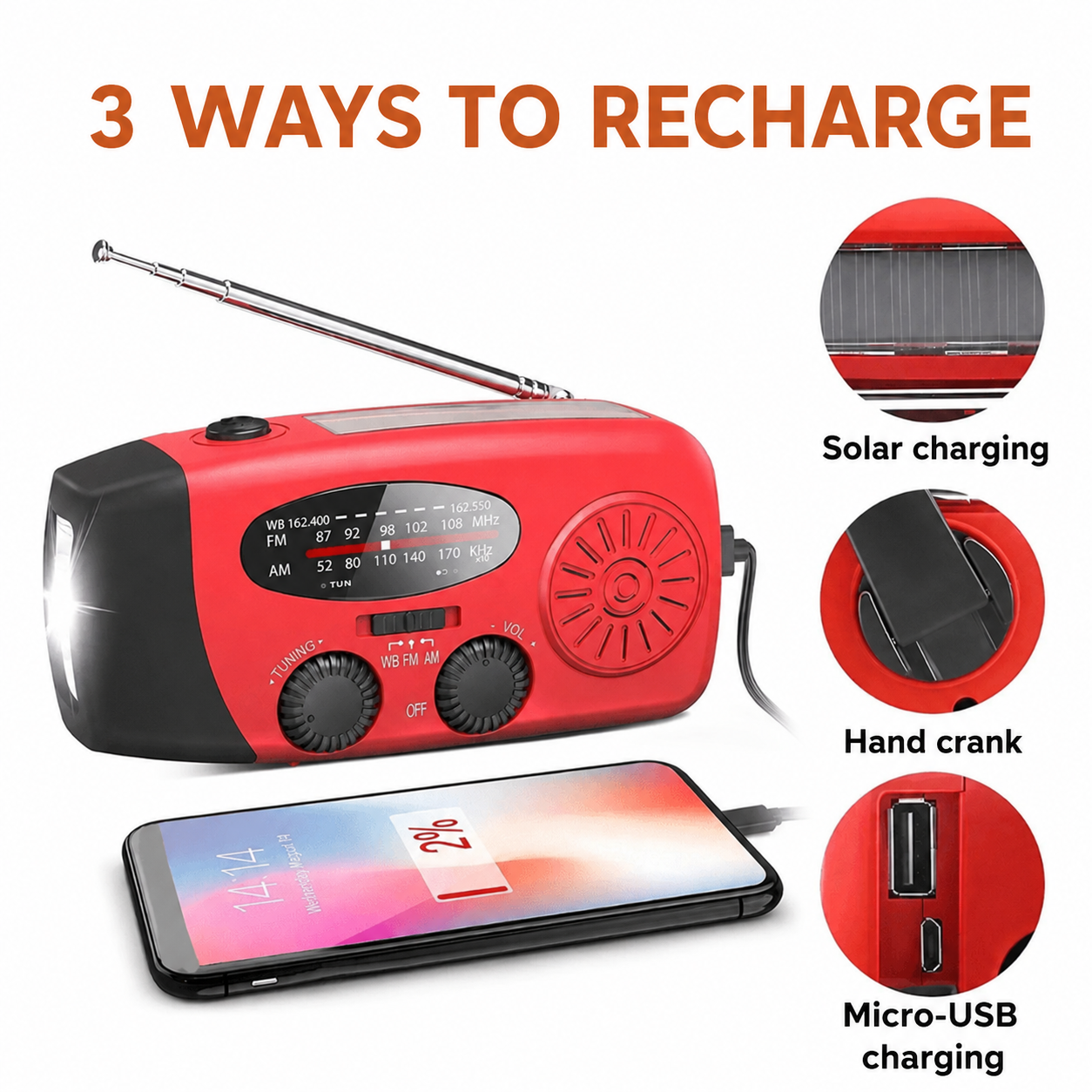 🏕️Portable multifunctional AM radio flashlight