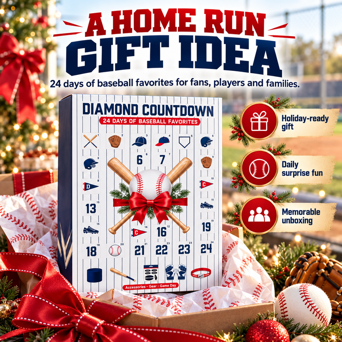 ⚾ 24-Day Baseball Advent Calendar – Daily Diamond Countdown Surprises