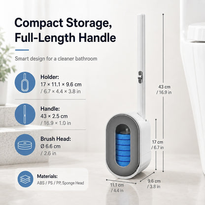 Disposable Toilet Brush System – Clean, Release & Store Without Keeping a Used Brush Head