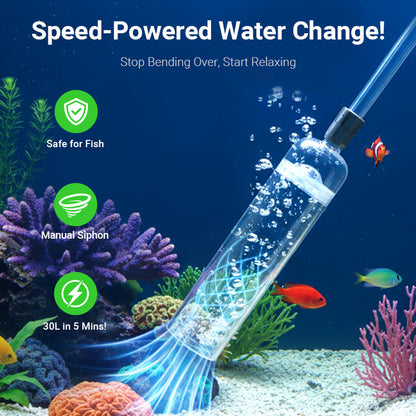3-in-1 Aquarium Gravel Vacuum – Clean Gravel, Remove Waste & Change Water
