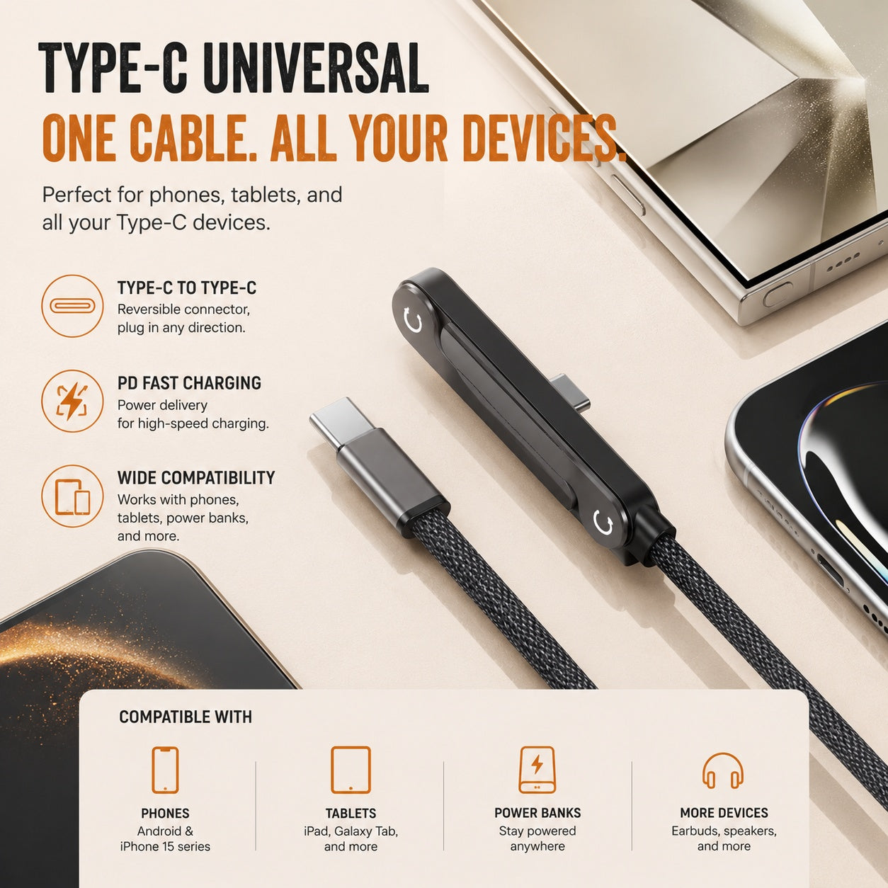 ⚡ USB-C Charging Cable with Built-In Phone Stand – Charge, Watch & Play