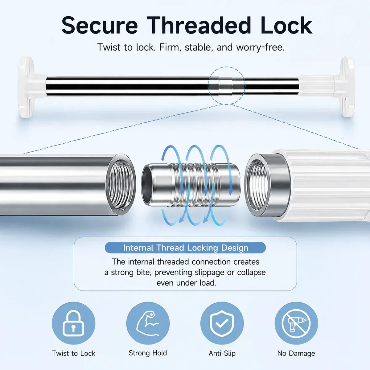 ✨Drill-Free Adjustable Tension Rod – No Drilling, No Damage