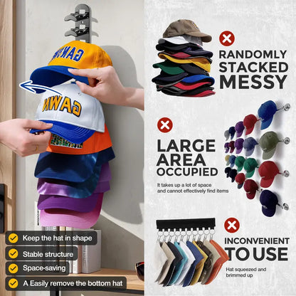 🧢 Wall-Mounted Hat Organizer – Holds Up to 20 Caps