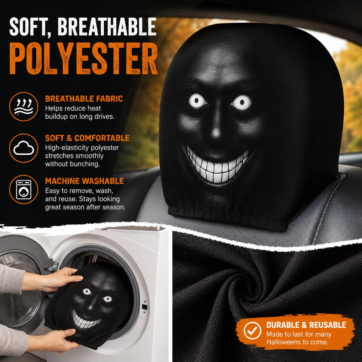 🎃 Spooky Car Headrest Covers – Make Every Drive Creepy