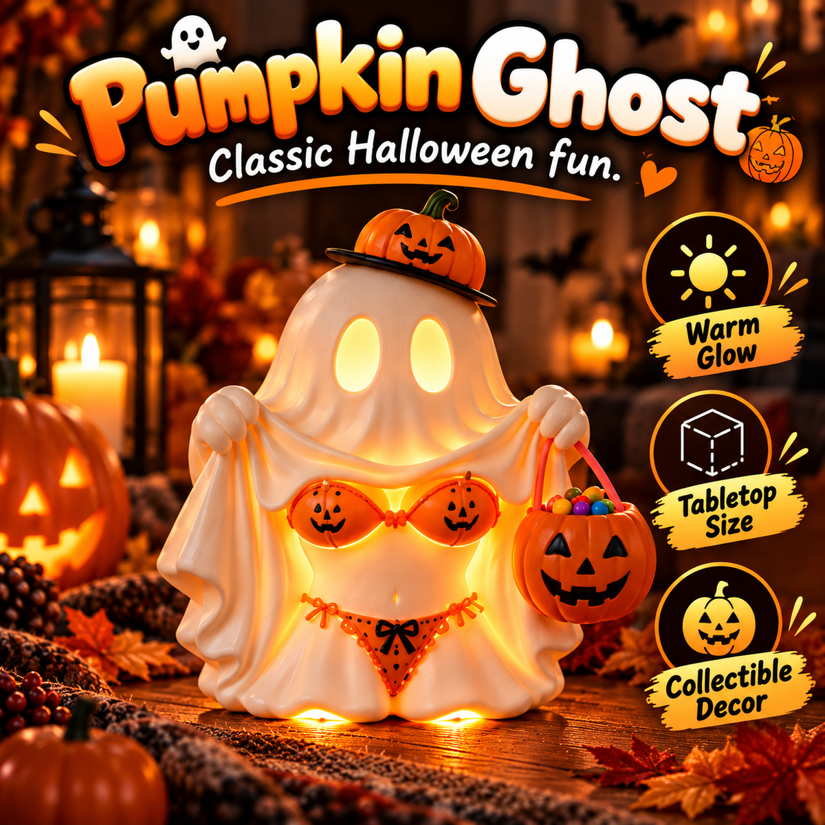 🎁 Cheeky Ghost Halloween Tabletop Decor – 5 Mischievous Styles