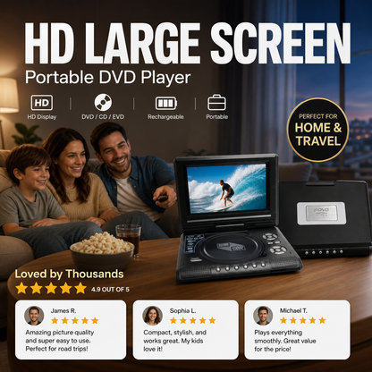 📀Free Shipping🎁Portable 7.8" HD DVD Player – Rechargeable Offline Entertainment