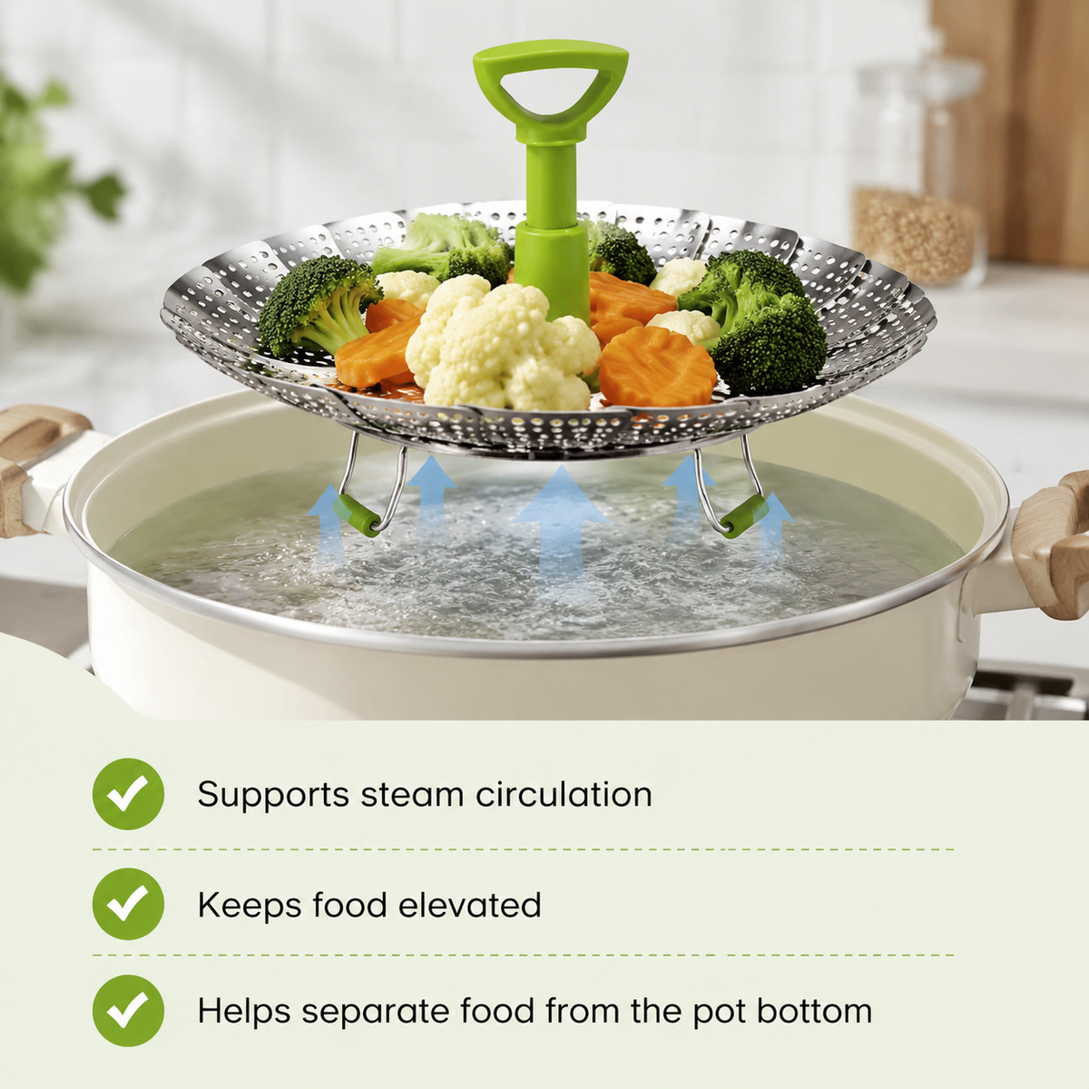 🥦 Expandable Steamer Basket – Turn Your Everyday Pot Into a Steamer