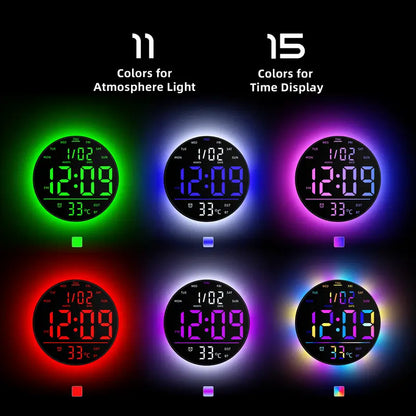 🌈 10' RGB Smart Wall Clock – Futuristic LED Digital Clock with Music Sync & Ambient Lights